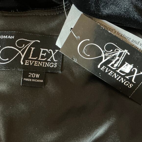 Alex Evenings Velvet A-Line Midi Cocktail Dress Black and Green Size 20W - Picture 10 of 15